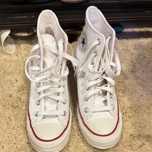 Converse All Star Wedge White and Red High-Top Sneakers